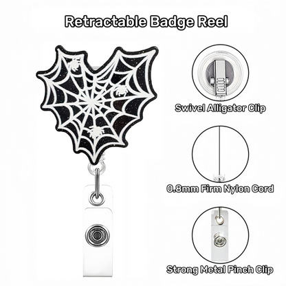 Acrylic Black-Hearted Spider Web Badge Reel