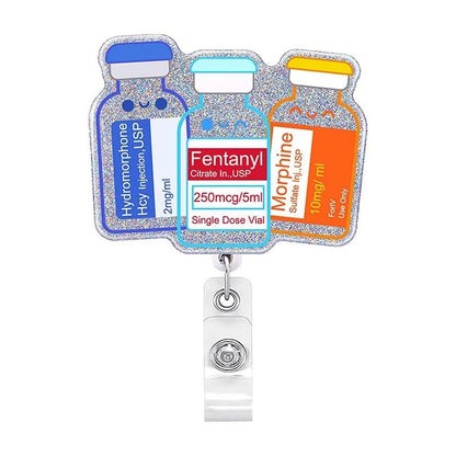 Acrylic Three Medicine Bottles Badge Reel