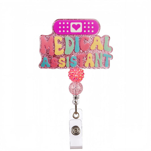Acrylic Medical Assistant Beaded Retractable Badge Reel