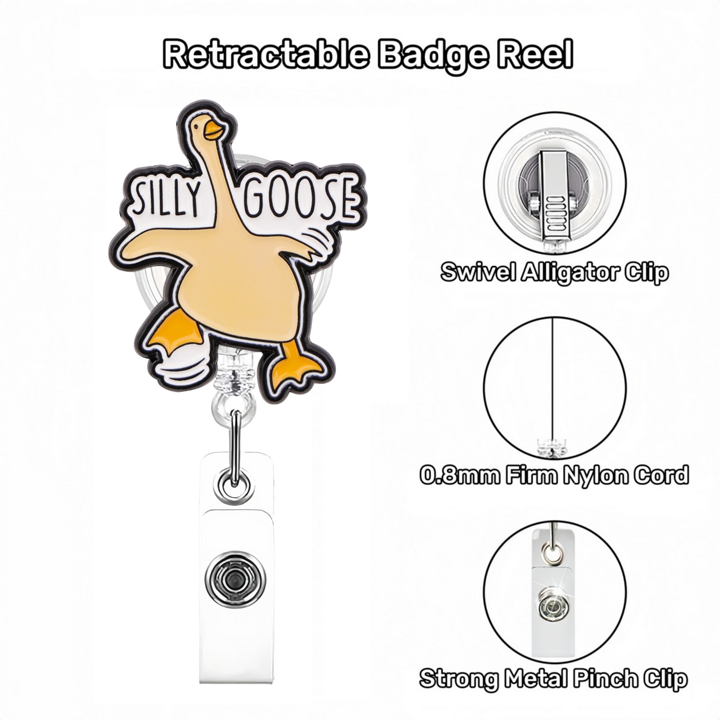 Acrylic Running Silly Goose Badge Reel