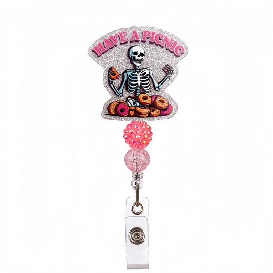 Acrylic Have a Picnic Beaded Retractable Badge Reel
