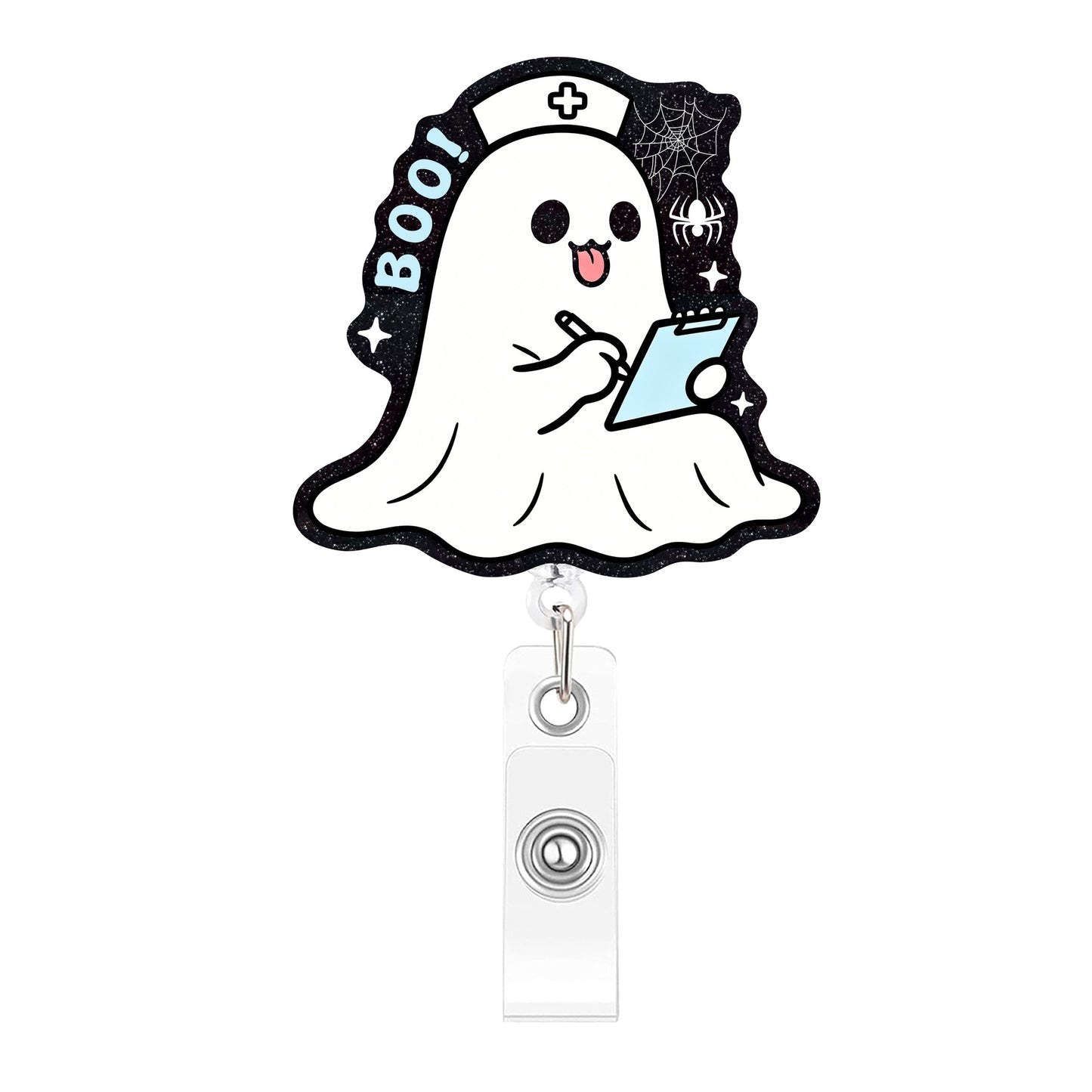 BOO Blue Sweetie Acrylic Badge Reel