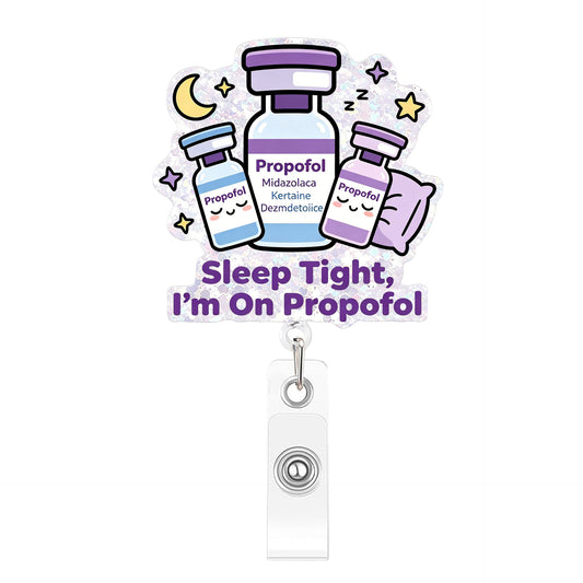 Purple Sleep Bottle Acrylic Badge Reel