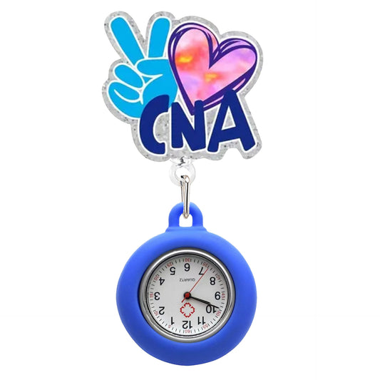 Acrylic CNA Badge Reel with Blue Fob Watch