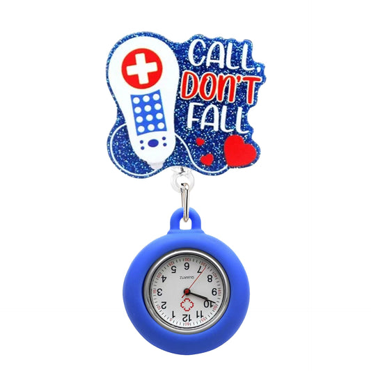 Call Don't Fall Badge Reel with Fob Watch