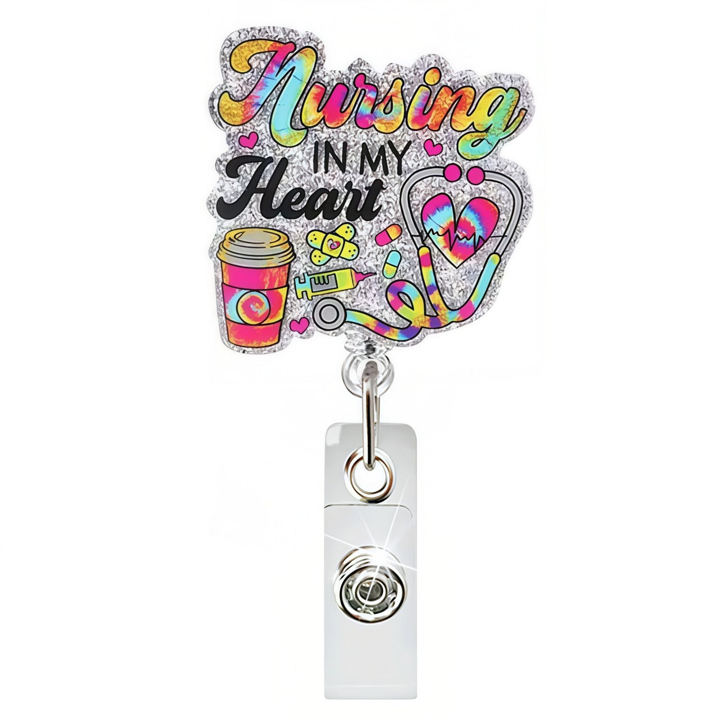 Acrylic Nursing in My Heart Badge Reel