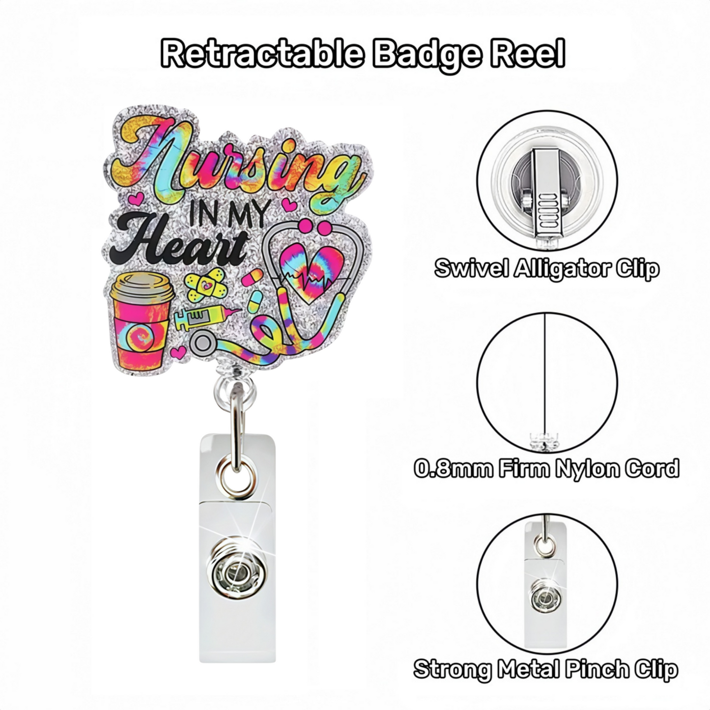 Acrylic Nursing in My Heart Badge Reel