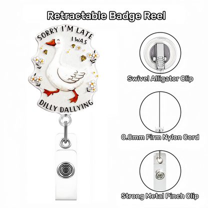 Acrylic Late Goose with White Background Badge Reel