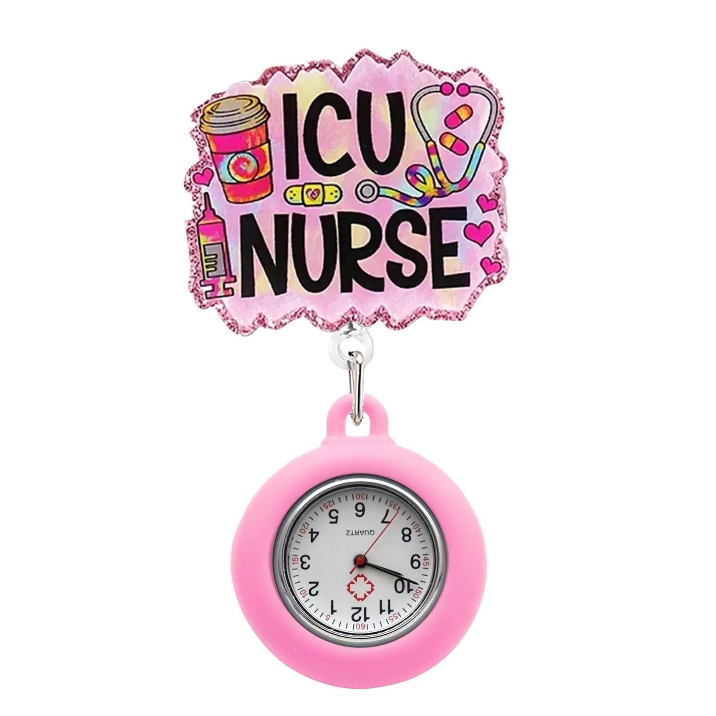 ICU Nurse Badge Reel with Fob Watch