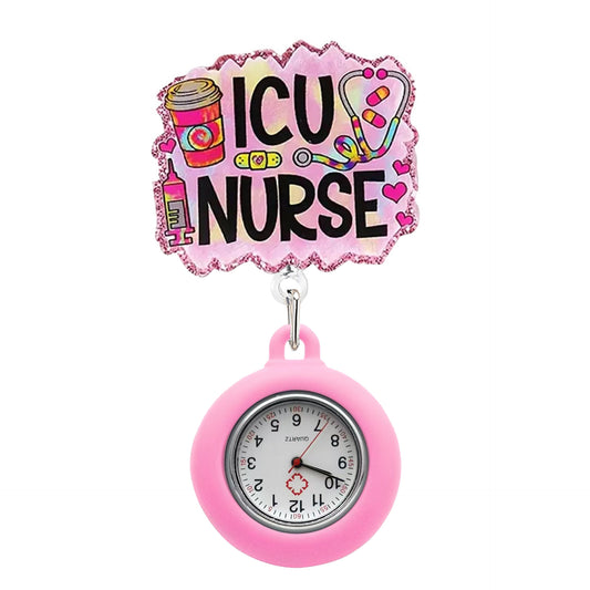 ICU Nurse Badge Reel with Fob Watch