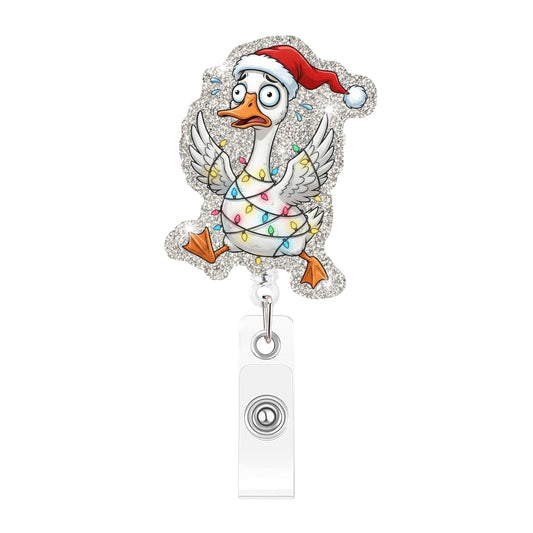 Panic Christmas Goose Acrylic Badge Reel