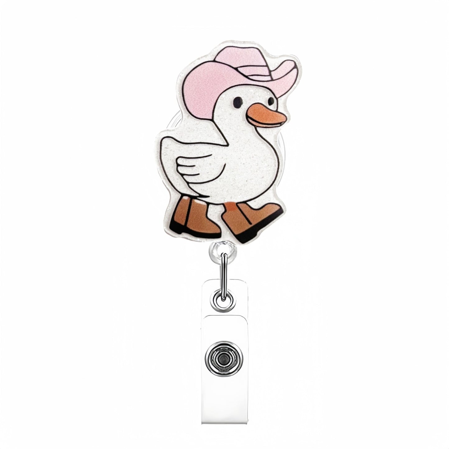 Acrylic Pink Western Cowboy Goose Badge Reel