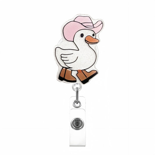 Acrylic Pink Western Cowboy Goose Badge Reel