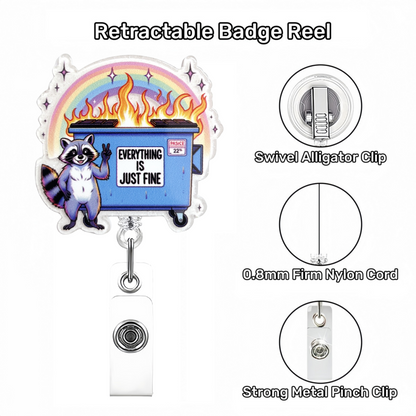 Acrylic Blue Firebox Raccoon Badge Reel
