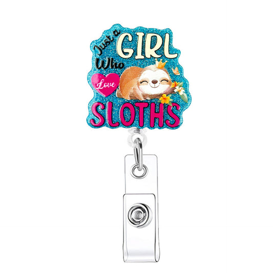 Acrylic Love Sloth Girl Badge Reel