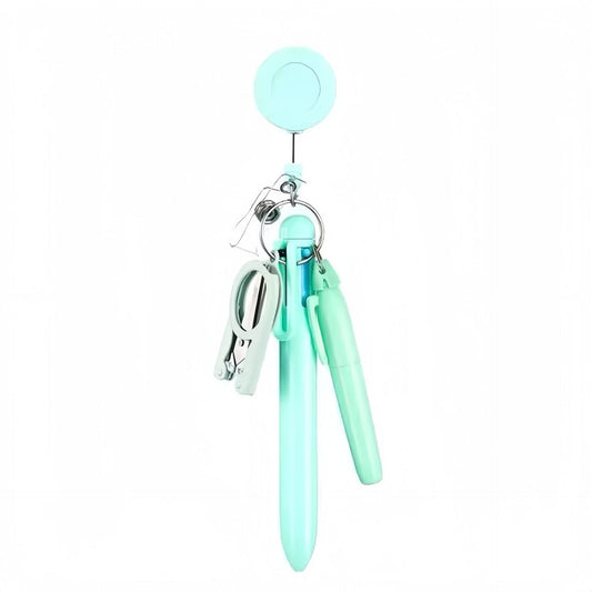 Blank Blue Badge Reel with Blue Pen Set