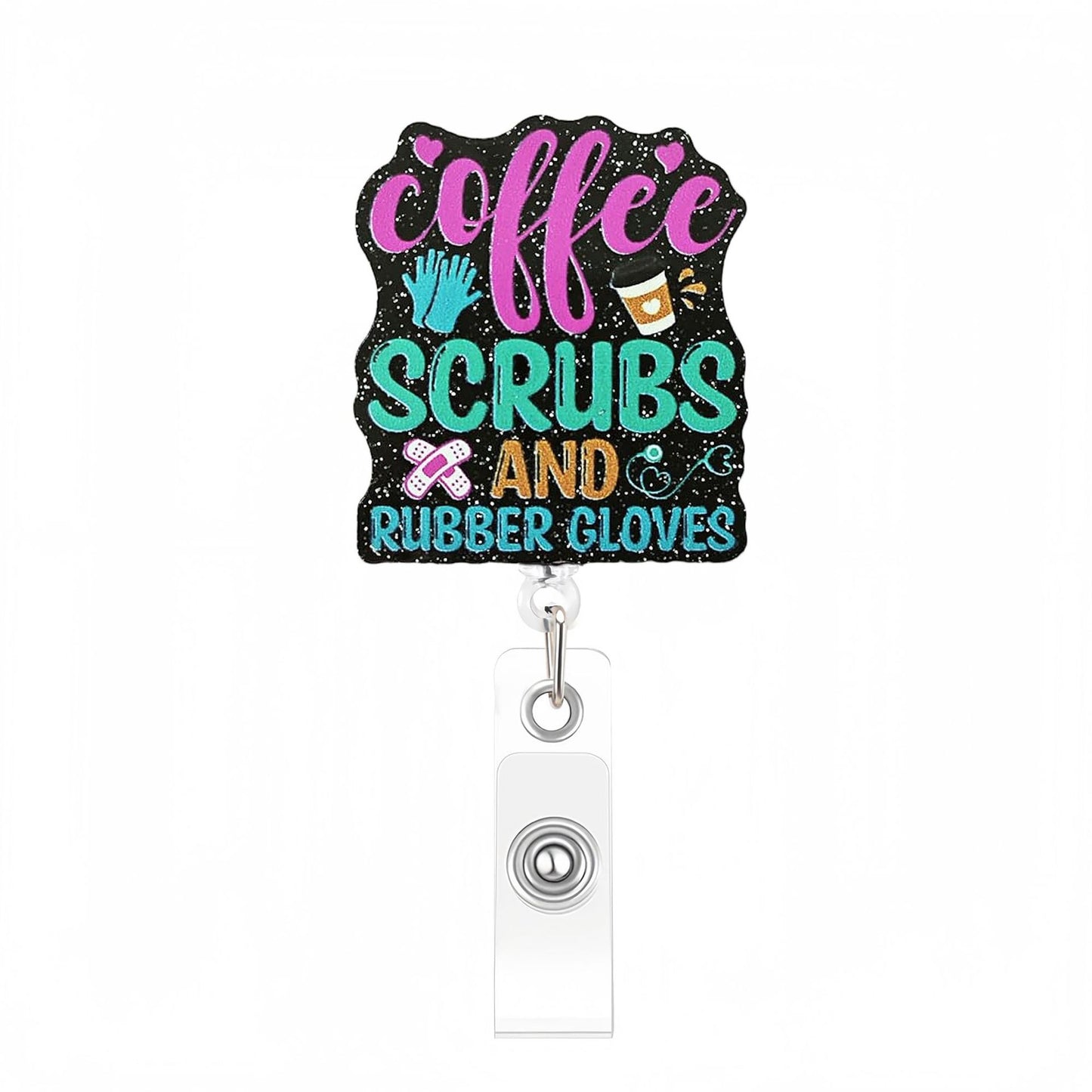 Acrylic Coffee Scrubs Badge Reel