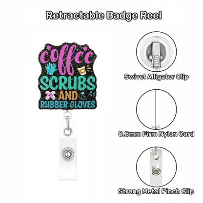 Acrylic Coffee Scrubs Badge Reel