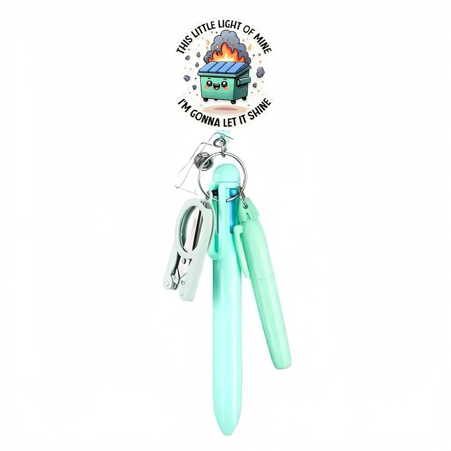 Blue Dumpster Badge Reel with Blue Pen Set