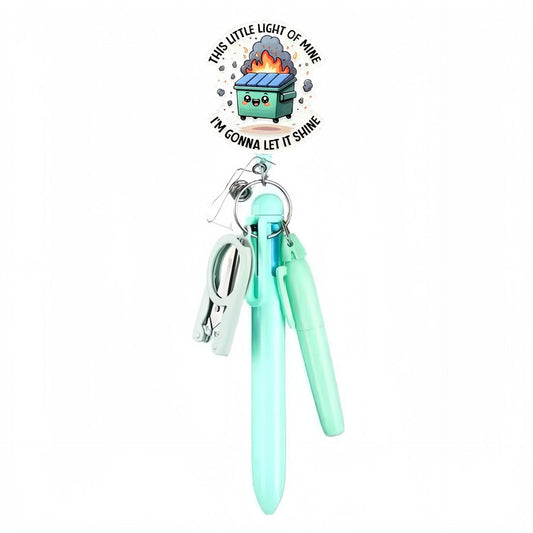 Blue Dumpster Badge Reel with Blue Pen Set