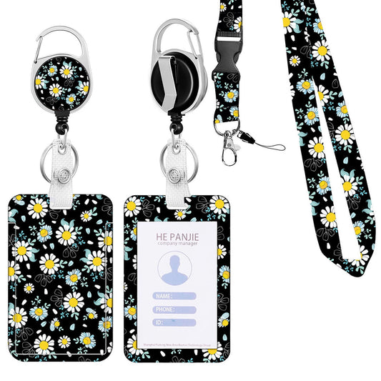 Daisy Floral ID Badge Holder Set
