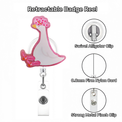Acrylic Sitting Goose with Hat Badge Reel