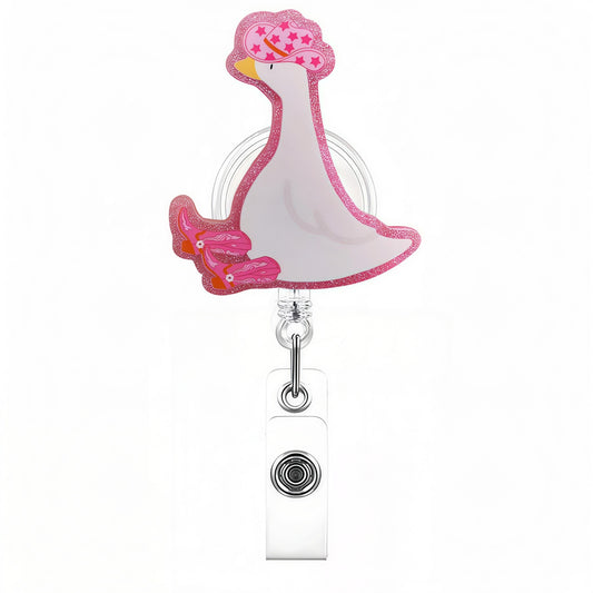 Acrylic Sitting Goose with Hat Badge Reel