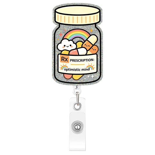 Silver Yellow Bottle Acrylic Badge Reel