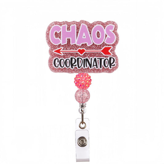 Acrylic Chaos Coordinator Beaded Retractable Badge Reel