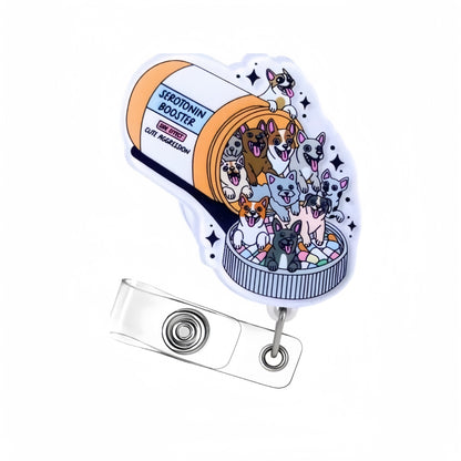 Acrylic Bottle of Dogs Badge Reel