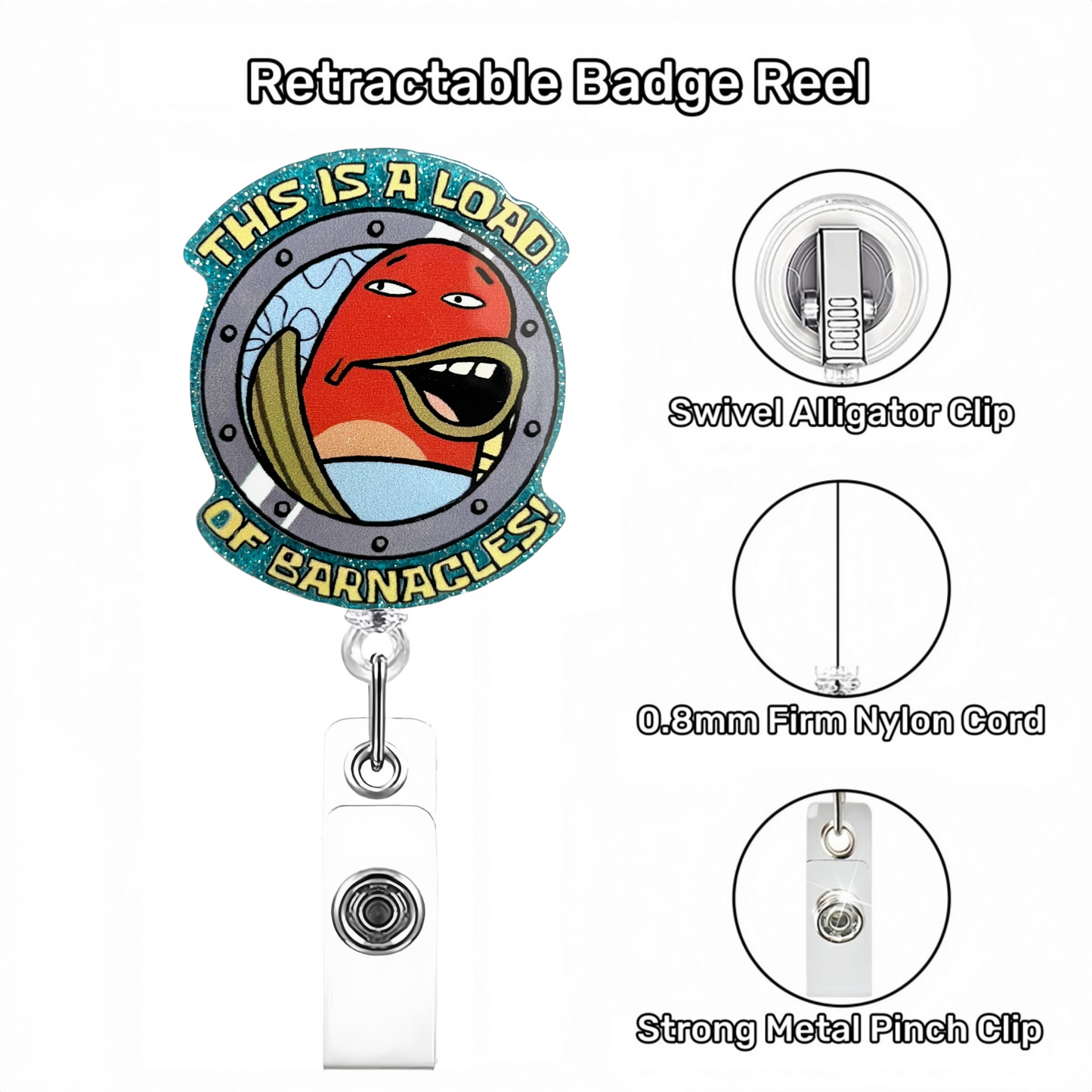 Acrylic Waving Bighead Fish Badge Reel