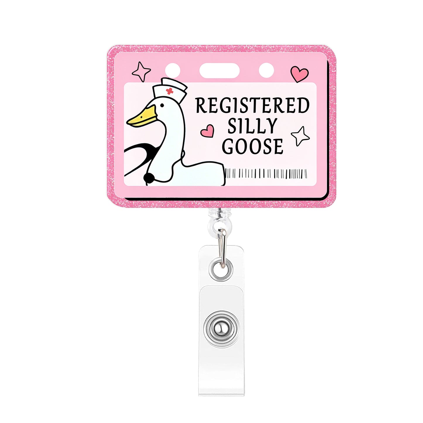 Pink Registered Silly Goose Acrylic Badge Reel