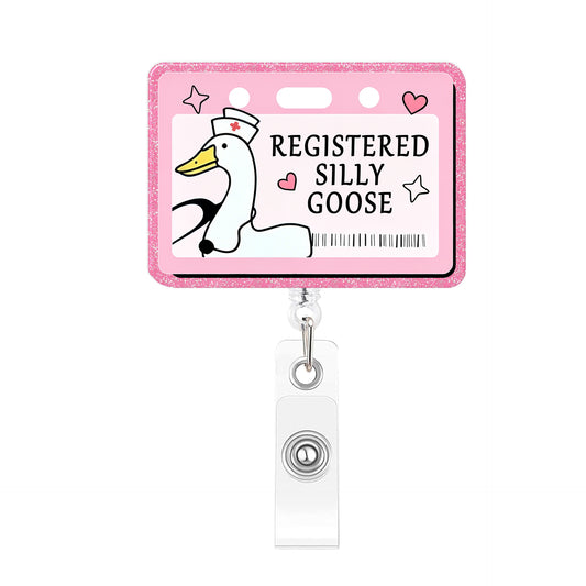 Pink Registered Silly Goose Acrylic Badge Reel