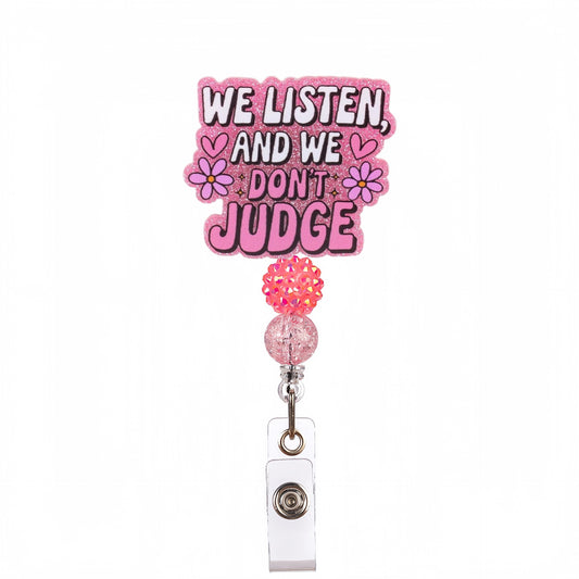 Acrylic Don't Judge Beaded Retractable Badge Reel