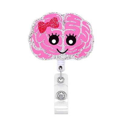 Acrylic Pink Brain with Bow Bagde Reel
