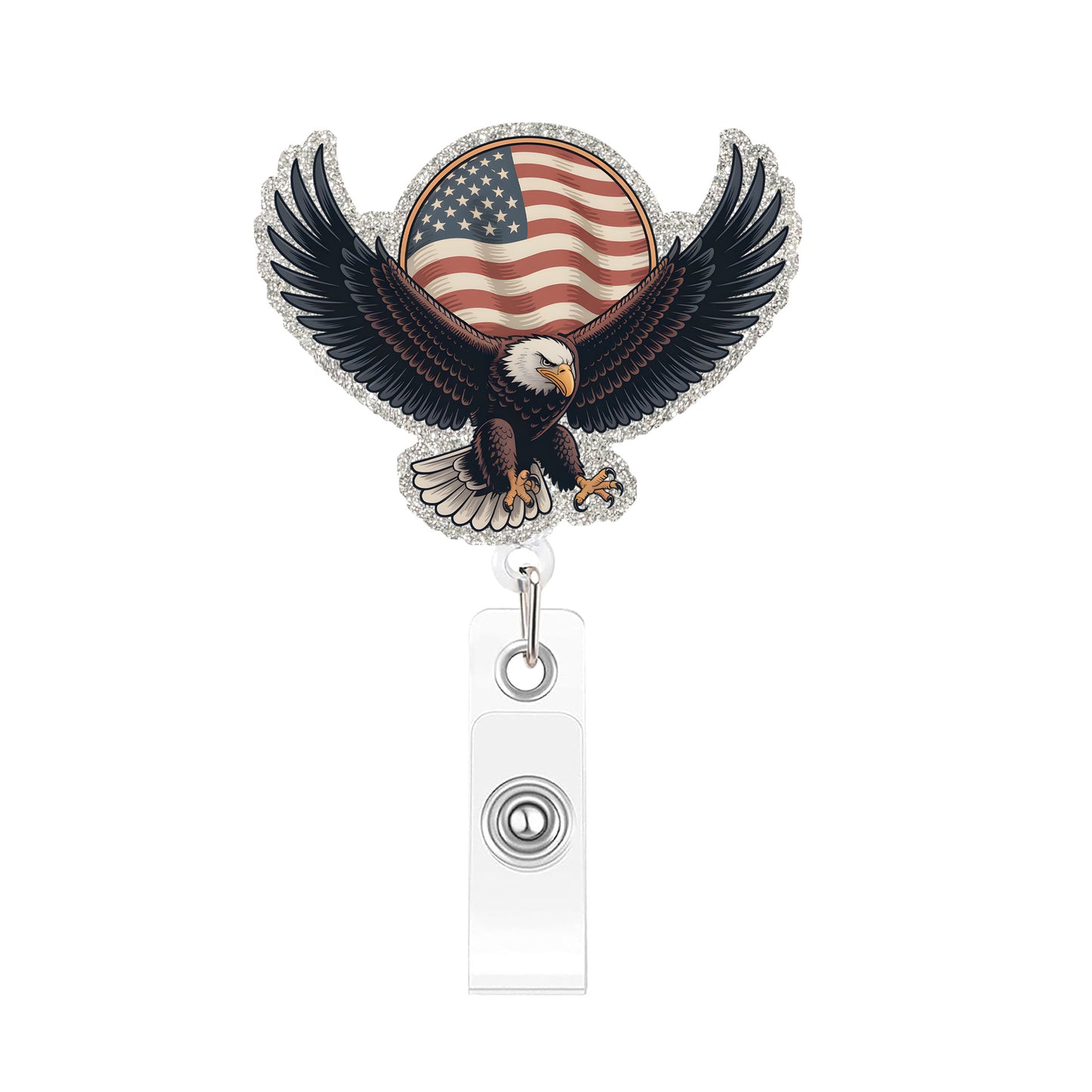 Acrylic Circular Flag and Eagle Badge Reel