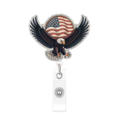 Acrylic Circular Flag and Eagle Badge Reel