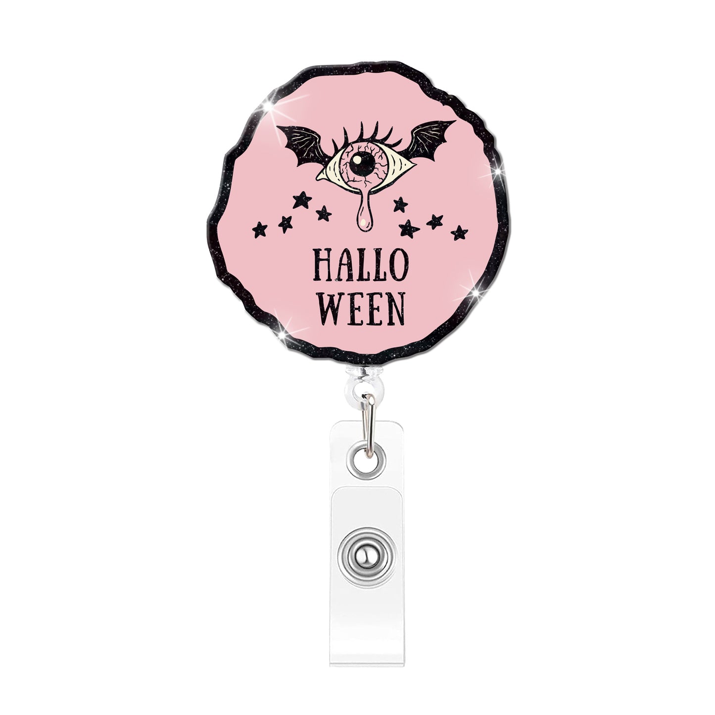 Round Pink Eyeballs Acrylic Badge Reel