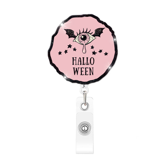 Round Pink Eyeballs Acrylic Badge Reel