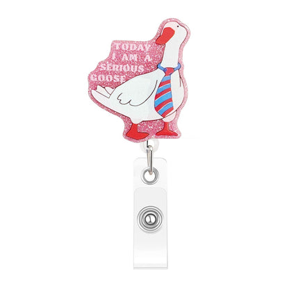 Acrylic Funny Serious Goose Badge Reel