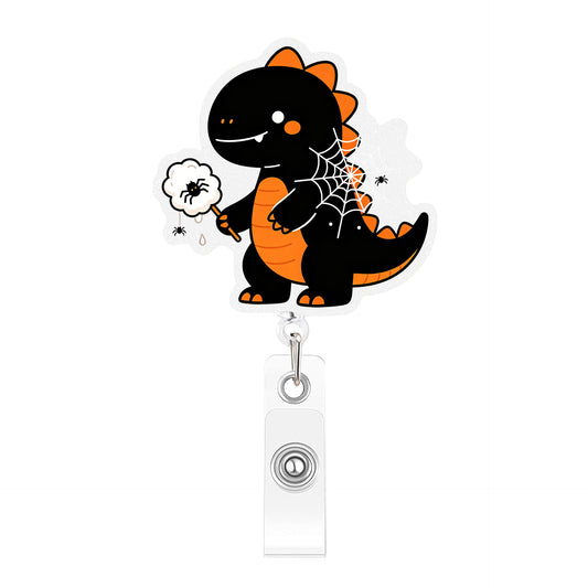 Black Orange Spider Dragon Acrylic Badge Reel