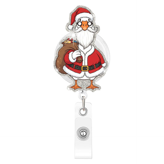 Santa Claus, Silly Goose Acrylic Badge Reel