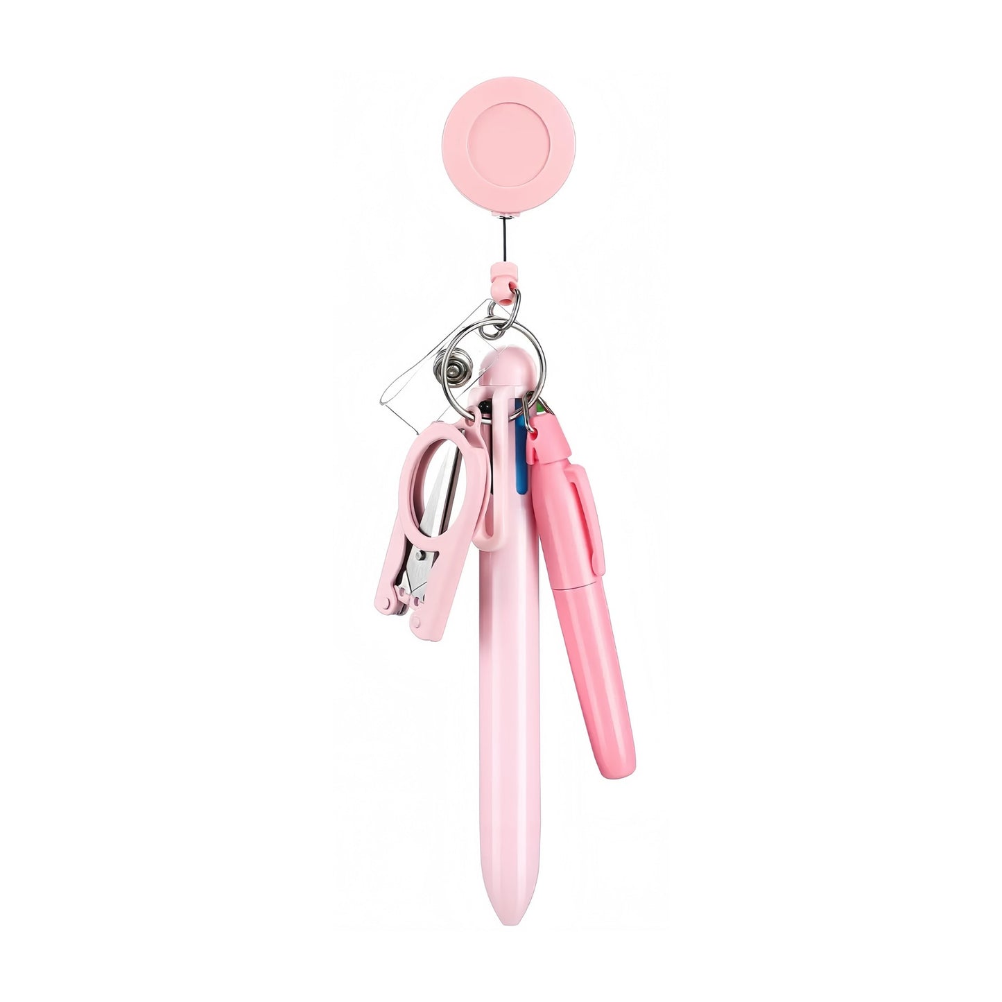 Blank Pink Badge Reel with Pink Pen Set