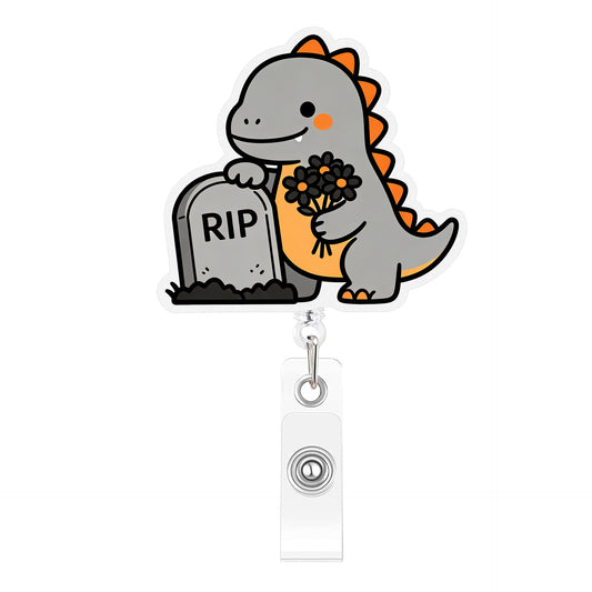 RIP Grey Orange Dragon Acrylic Badge Reel