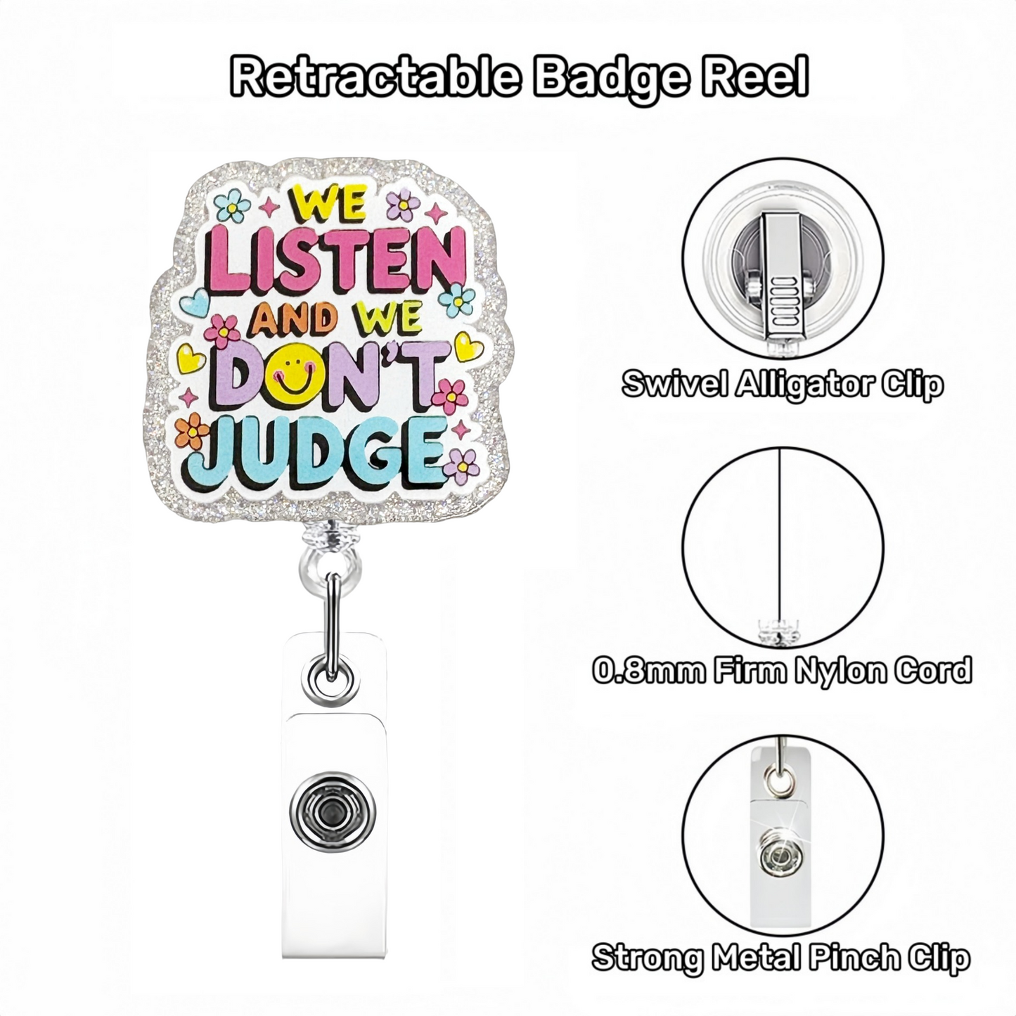 Acrylic Macaron Color Words Badge Reel