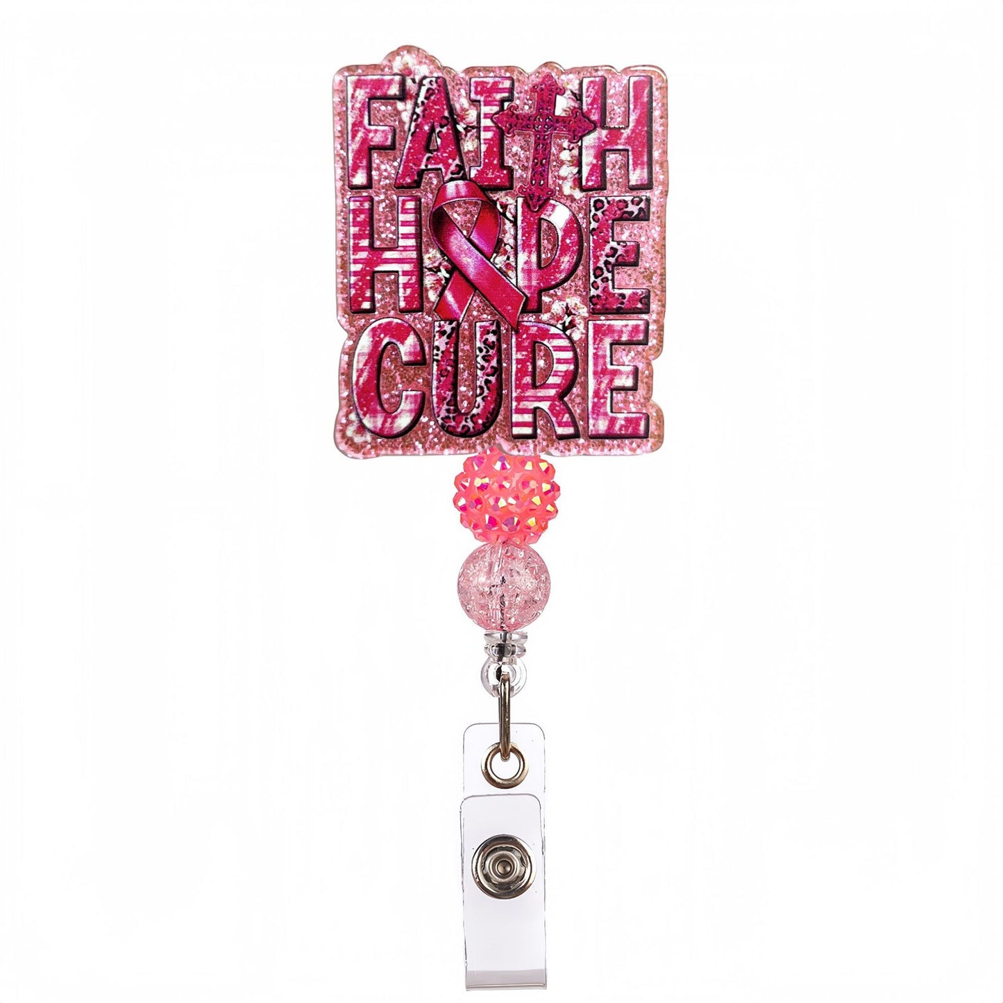 Acrylic Fatih Hope Cure HBeaded Retractable Badge Reel
