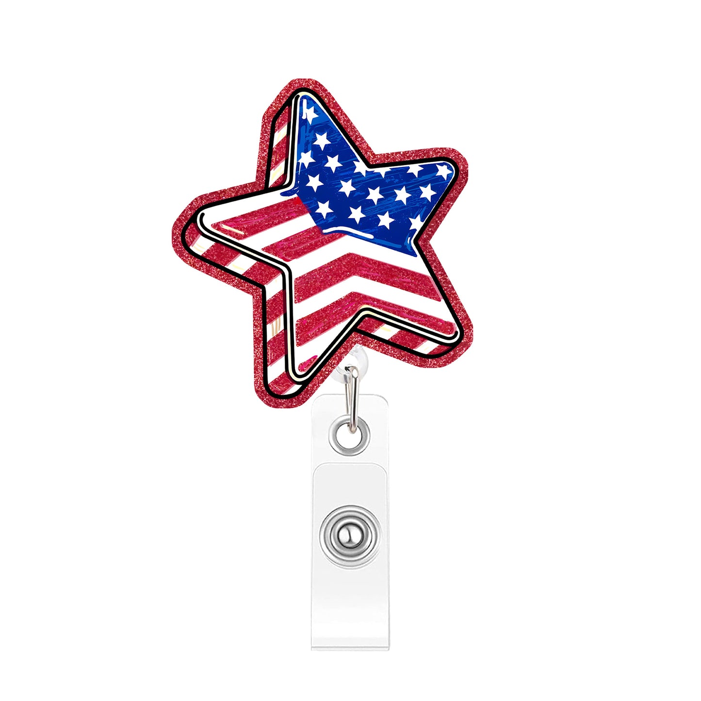 Acrylic The Star-Shaped Flag Badge Reel