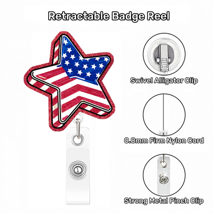Acrylic The Star-Shaped Flag Badge Reel