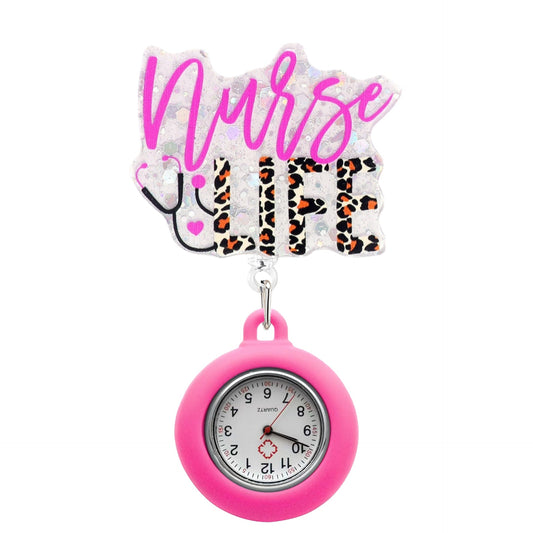Acrylic Nurse Life Badge Reel with Fob Watch