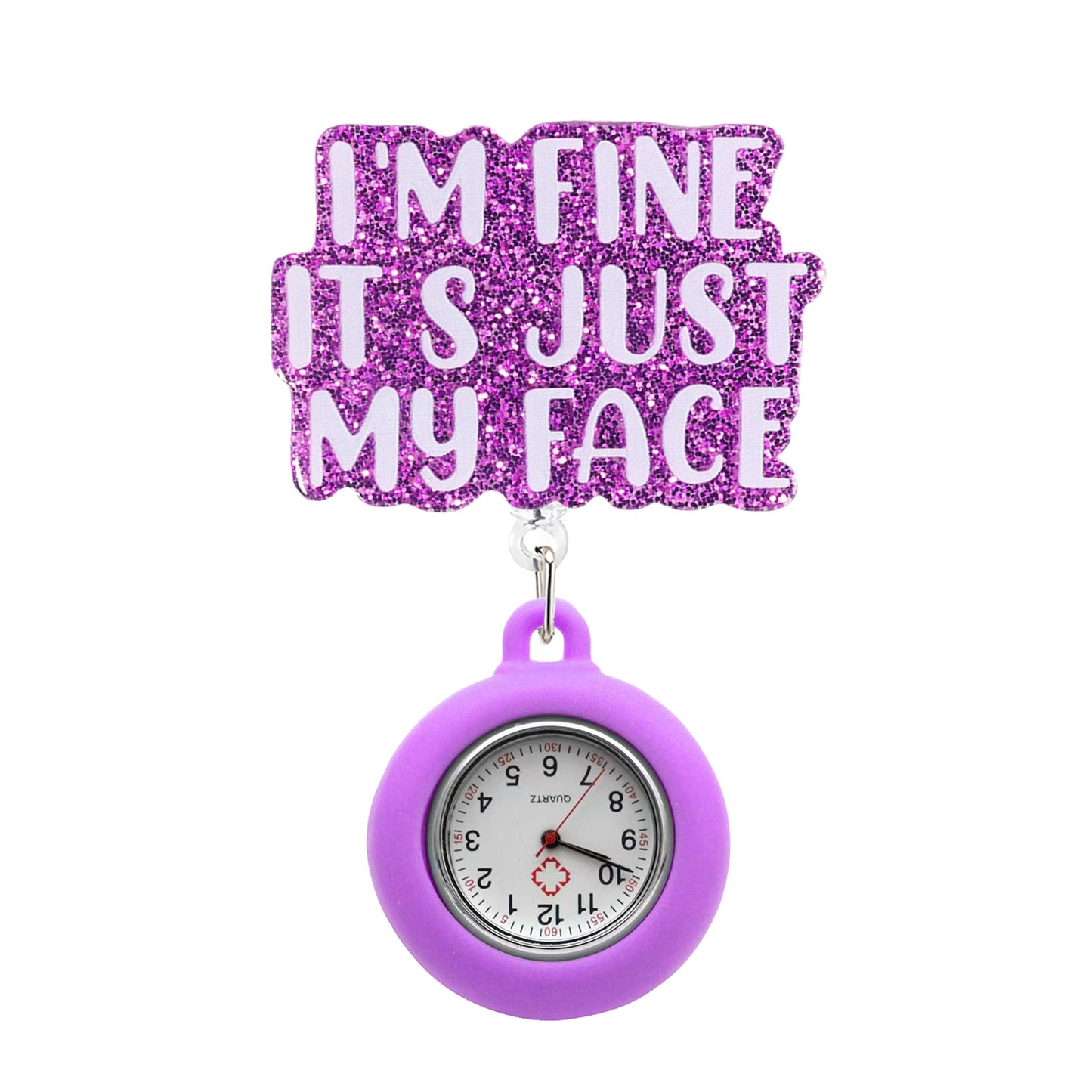 ITS JUST MY FACE Badge Reel with Fob Watch